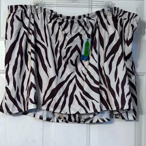 Lane Bryant zebra stripe side slit swim skirt, super plus sizes - Picture 3 of 13
